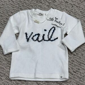 ☀️oh baby! White Long-Sleeve Baby Tee with Navy Script